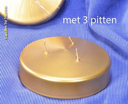 DISCUS kaars met 3 pitten, GOUD METALLIC