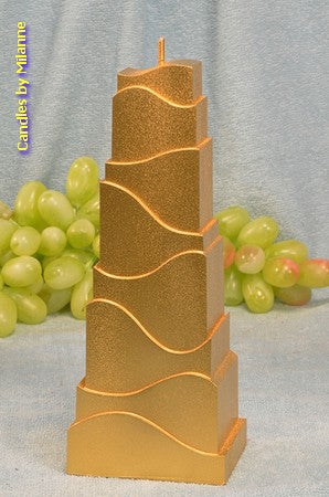 Turmkerze, wunderschönes GOLD, Höhe: 21cm