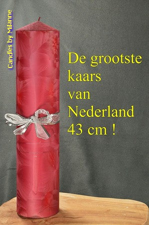 Superkaars (Het Beest) BORDEAUX ROOD Polymico, hoogte 43 cm