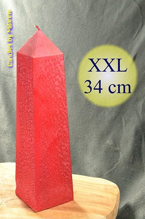 XXL-OBELISK-Kerze, 34 cm in ROT POLYMICO H: 34 cm