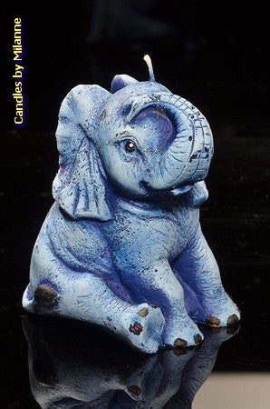 Olifant kaars BLAUW, H: 11 cm