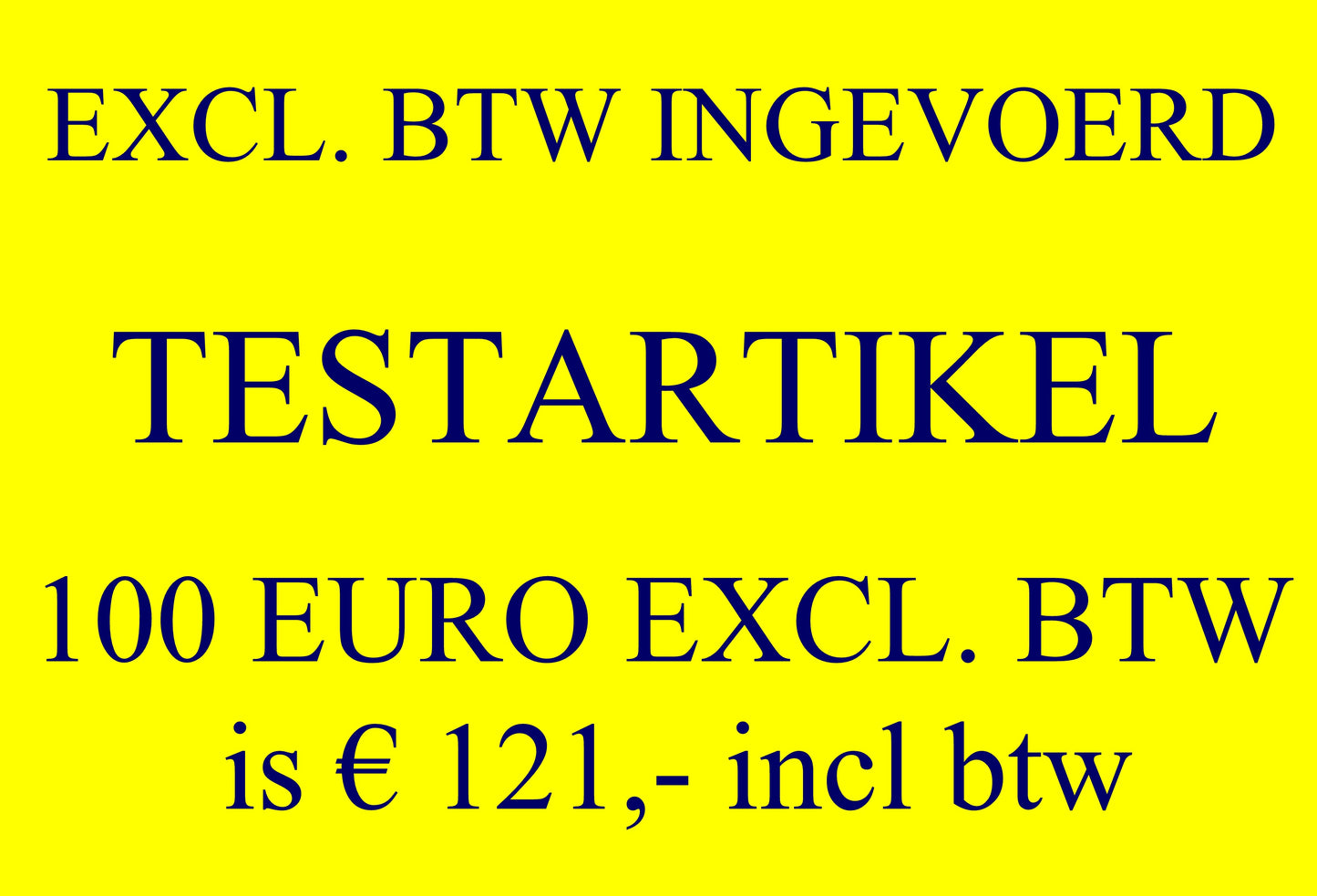 Testartikel 100 Euro exkl. MwSt.